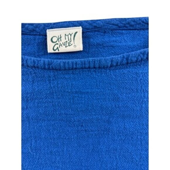 Oh My Gauze Womens Blue Long Sleeve Top Size 2 100% Cotton Soft Lightweight - Picture 3 of 4